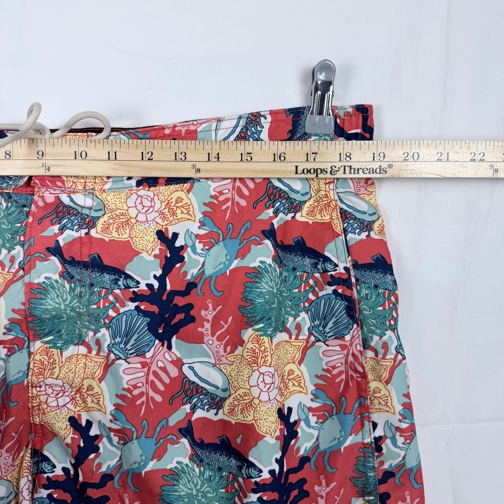 Nautica Swim Trunks Board Shorts L Coral Fish Pattern Drawstring Pockets Lining - Picture 6 of 8